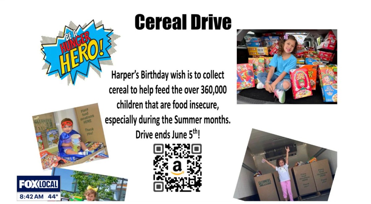 <a href="/EricaOnAir/">Erica Francis</a> - What a great story about the work Harper is doing to help feed children in the community! So proud of you Harper &amp; that expression of kindness is exactly what our society needs! 😃