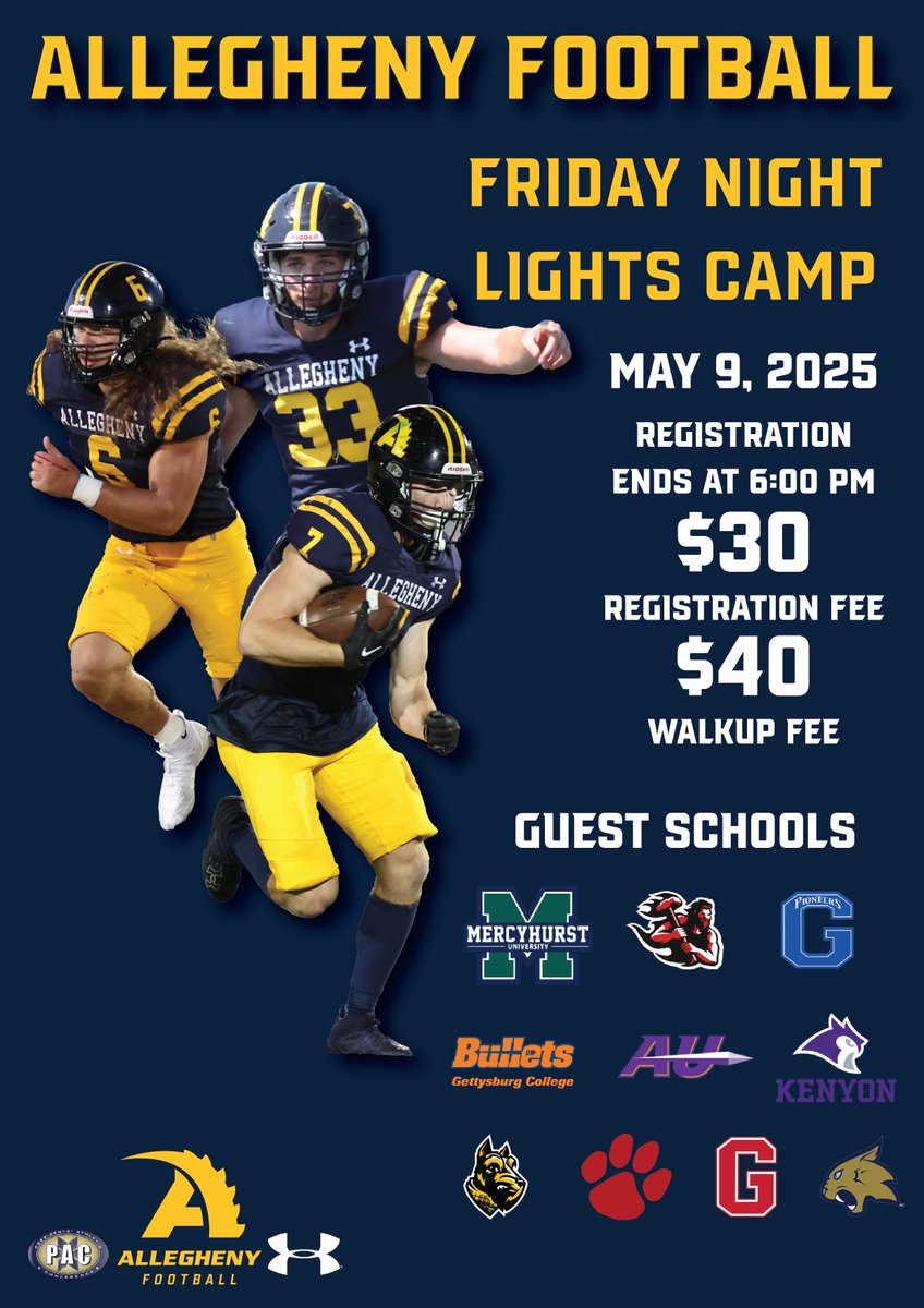 1⃣ Day Out!!

Limited spots left to pre-register for $30!
Walkups will cost $40!

Regardless of being pre-registered or a walkup, registration will have a hard cutoff at 6:00 PM.

Register Here ⬇️
register.ryzer.com/camp.cfm?id=29…

#GoGators 🐊