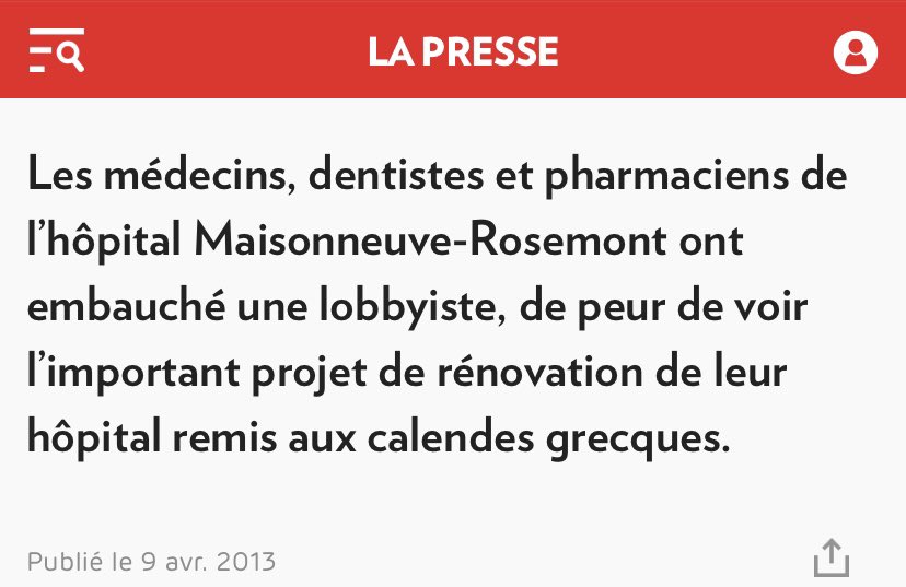 La dernière fois que le <a href="/partiquebecois/">Parti Québécois</a> était au pouvoir, les employés d’HMR ont payé un lobbyiste pour prioriser les rénovations de l’hôpital.

C’était peine perdue! Les péquistes ont laissé HMR sur la voie de garage!

lapresse.ca/actualites/san…