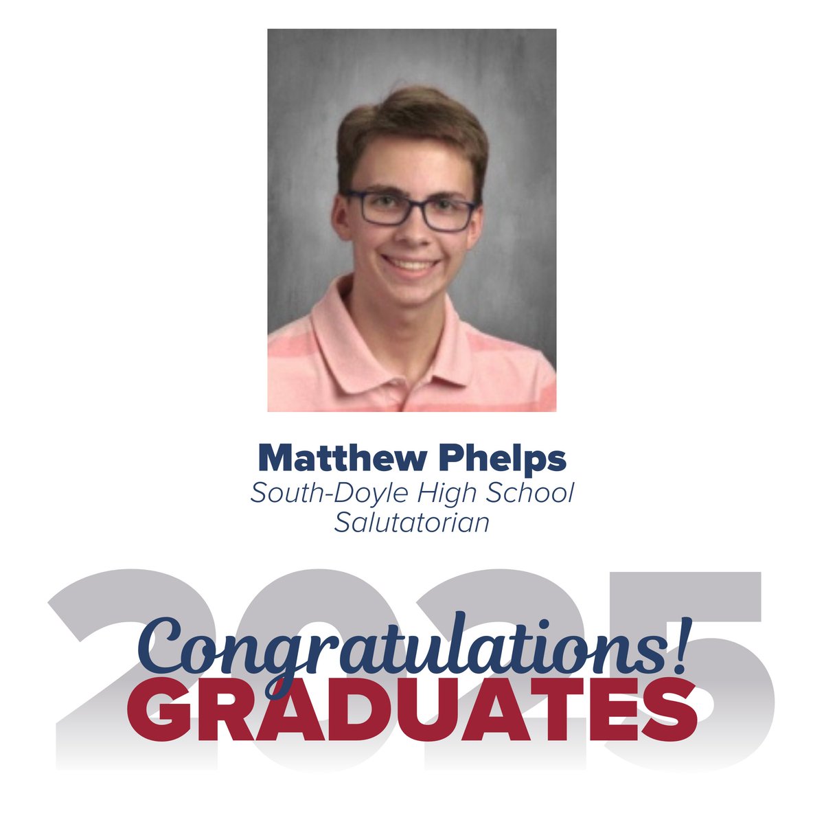 KnoxSchools's tweet photo. Congratulations to South-Doyle High School Valedictorians Jonah Mitchell and Turner Williams and Salutatorian Matthew Phelps! https://t.co/AYLEd6aSKX