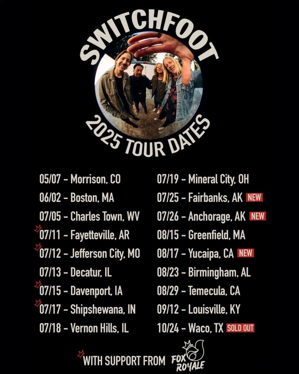 FOX ROYALE (@wearefoxroyale) on Twitter photo We’re opening for <a href="/switchfoot/">Switchfoot</a> a handful of times this summer! You can find tickets on their website :) we will also be sharing another cool thing later today! Lastly, we’ll be in Charlotte, NC tonight opening for <a href="/ALMOSTMONDAYY/">almost monday</a> We’re opening for <a href="/switchfoot/">Switchfoot</a> a handful of times this summer! You can find tickets on their website :) we will also be sharing another cool thing later today! Lastly, we’ll be in Charlotte, NC tonight opening for <a href="/ALMOSTMONDAYY/">almost monday</a>