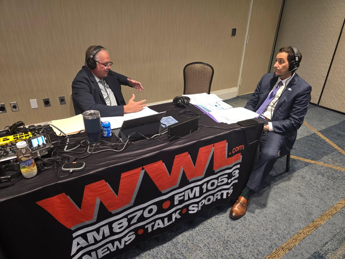 WWL Radio (@wwlamfm) on Twitter photo The Sheriff is live from Hilton Riverside Hotel for <a href="/neworleansandco/">New Orleans & Company</a> National Travel & Tourism Luncheon
Tune in to hear from those who work tirelessly to make New Orleans a world-class destination!
LISTEN 🔊 (bit.ly/4fGQzR5)
...
<a href="/NewellWWL/">Newell Normand</a> <a href="/WaltLeger/">Walt Leger</a>
<a href="/BillyNungesser/">Lt. Governor Billy Nungesser</a> The Sheriff is live from Hilton Riverside Hotel for <a href="/neworleansandco/">New Orleans & Company</a> National Travel & Tourism Luncheon
Tune in to hear from those who work tirelessly to make New Orleans a world-class destination!
LISTEN 🔊 (bit.ly/4fGQzR5)
...
<a href="/NewellWWL/">Newell Normand</a> <a href="/WaltLeger/">Walt Leger</a>
<a href="/BillyNungesser/">Lt. Governor Billy Nungesser</a>