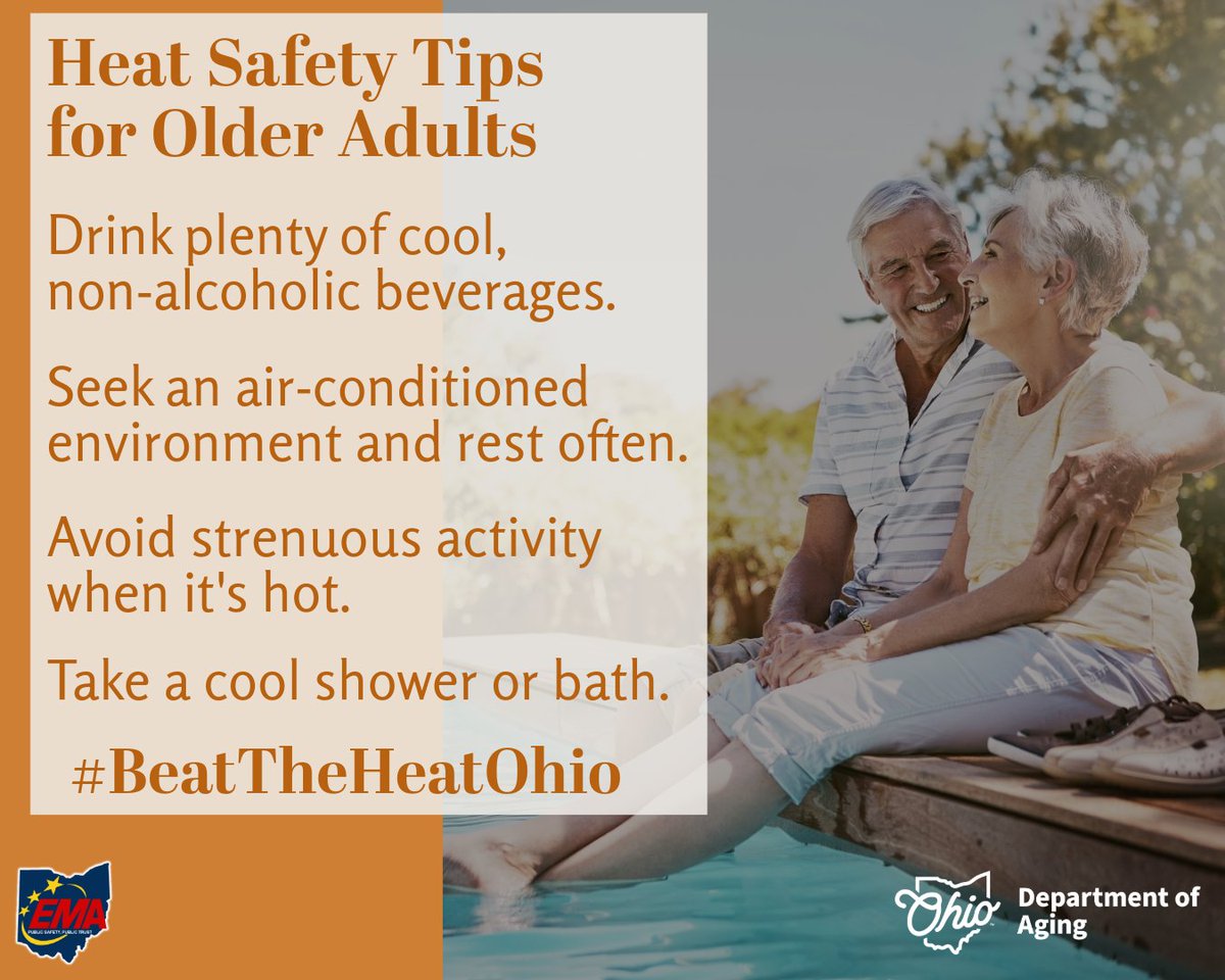 Ohio Emergency Management Agency (@ohio_ema) on Twitter photo Today we teamed up with <a href="/OhioDeptOfAging/">Ohio Department of Aging</a> to share some tips for older adults to stay safe in extreme heat. #BeatTheHeatOhio Today we teamed up with <a href="/OhioDeptOfAging/">Ohio Department of Aging</a> to share some tips for older adults to stay safe in extreme heat. #BeatTheHeatOhio