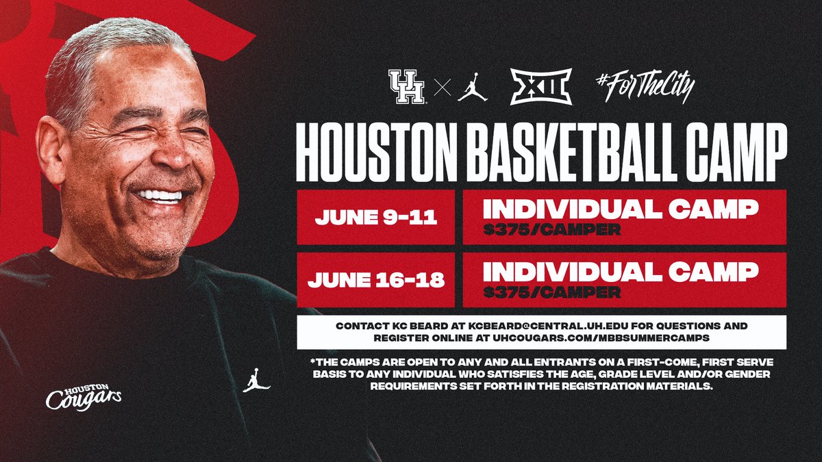 Houston Men's Hoops ๐ ๐พ (@uhcougarmbk) on Twitter photo Registration is open for two <a href="/CoachSampsonUH/">Coach Kelvin Sampson</a> Summer Camps in June
VISIT uhcougars.com/mbbsummercamps & sign your camper up TODAY
We will see you in Fertitta Center soon
#ForTheCity x #GoCoogs Registration is open for two <a href="/CoachSampsonUH/">Coach Kelvin Sampson</a> Summer Camps in June
VISIT uhcougars.com/mbbsummercamps & sign your camper up TODAY
We will see you in Fertitta Center soon
#ForTheCity x #GoCoogs