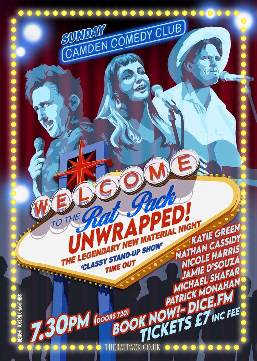 The Rat Pack Stand-up Comedy (@_theratpack) on Twitter photo 3 ACE SHOWS this weekend <a href="/CamdenComedy/">Camden Comedy Club</a>
GRAB TICKETS!
FRI 615pm <a href="/nathancassidy/">Nathan Cassidy</a> ‘A master of the genre’ One4Review ★★★★ £6
FRI 8pm The Rat Pack inc <a href="/MarkCramComedy/">Mark Cram (Blue Tick)</a> <a href="/alexbertanades/">Alex Bertulis-Fernandes</a> £11+fee
SUN 730pm w/ <a href="/michaelshafar/">Michael Shafar</a> <a href="/PatrickJMonahan/">Patrick Monahan</a> <a href="/jamieisajoke/">Jamie D'Souza</a> £7
camdencomedyclub.com 3 ACE SHOWS this weekend <a href="/CamdenComedy/">Camden Comedy Club</a>
GRAB TICKETS!
FRI 615pm <a href="/nathancassidy/">Nathan Cassidy</a> ‘A master of the genre’ One4Review ★★★★ £6
FRI 8pm The Rat Pack inc <a href="/MarkCramComedy/">Mark Cram (Blue Tick)</a> <a href="/alexbertanades/">Alex Bertulis-Fernandes</a> £11+fee
SUN 730pm w/ <a href="/michaelshafar/">Michael Shafar</a> <a href="/PatrickJMonahan/">Patrick Monahan</a> <a href="/jamieisajoke/">Jamie D'Souza</a> £7
camdencomedyclub.com