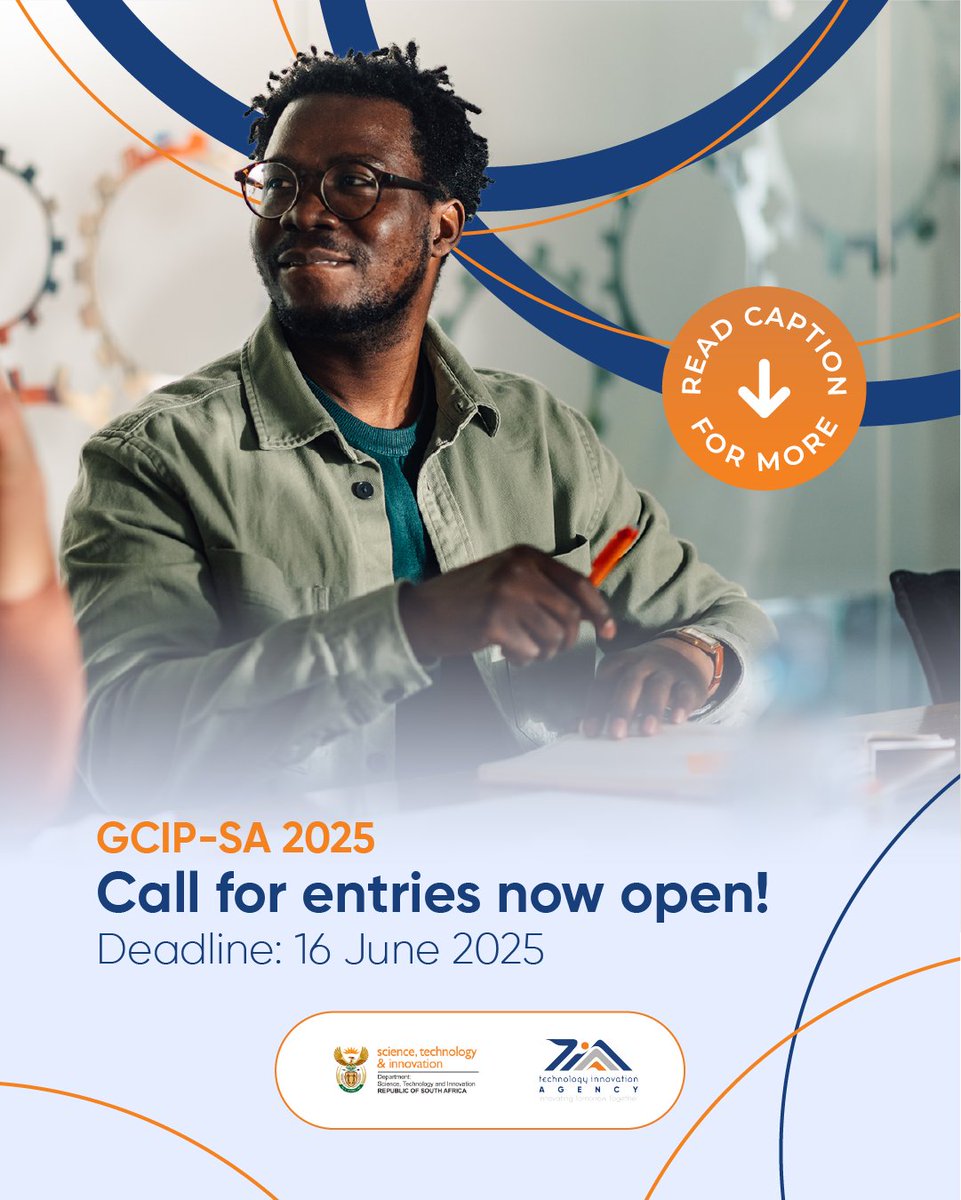 Calling SA cleantech innovators!
The Global Cleantech Innovation Programme (GCIP-SA) is officially open for 2025 entries! If you're an SMME with an innovative clean technology solution, now is your chance to scale your idea!
Submit applications: gcip.tech #TIA #DSTI