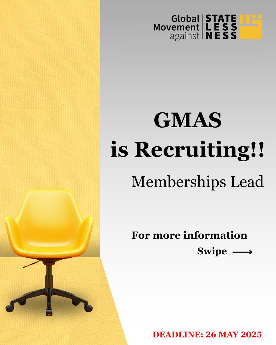 NOstatelessness's tweet photo. GMAS is recruiting a #Memberships Lead with lived experience of #statelessness to help grow and connect our global community.
Join the #GMAS Interim Core Group! Apply by 26 May 2025
 visit the links: https://t.co/o99pwQXu7g
https://t.co/3p8VTvsuOT
 #Leadershipoppurtinity https://t.co/epoqyOU7uP