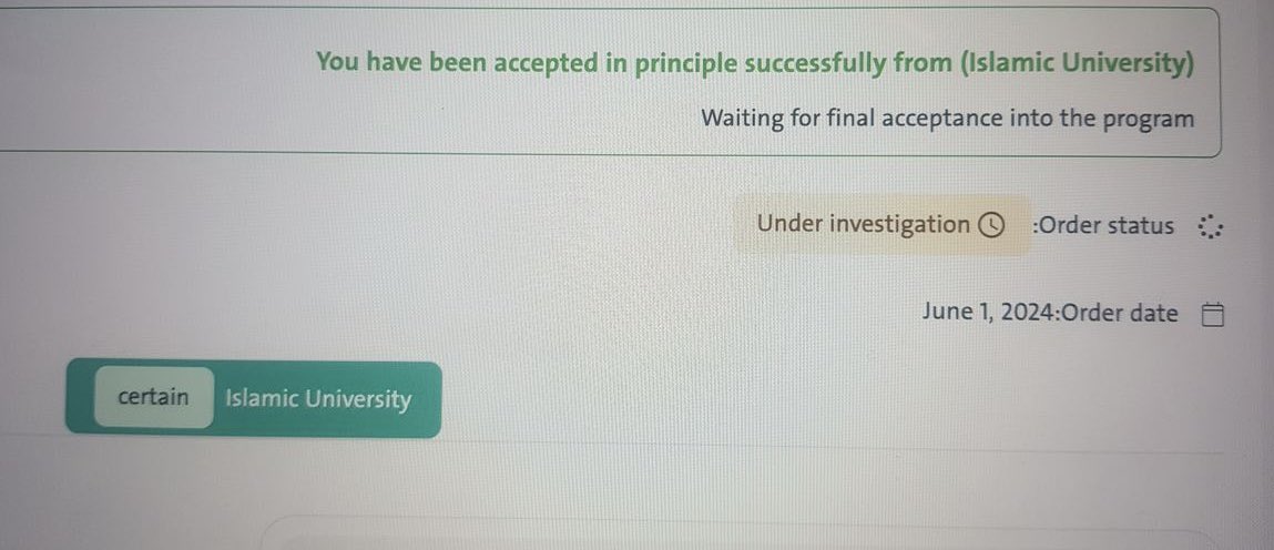 Alhamdulillah, another one of our applicants—whom we applied for last year—has received initial acceptance from the University of Madinah and is now awaiting final approval.

<a href="/learninsaudi/">Learn in Saudi Arabia 🇸🇦</a>