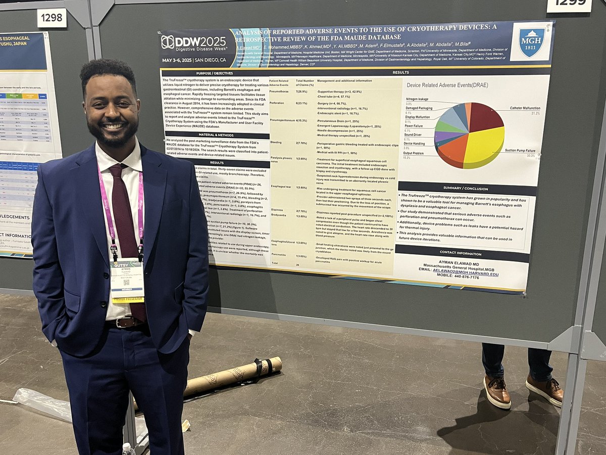 Ayman Elawad, MD (@aymanelawadmd) on Twitter photo It was great presenting our abstract on reported adverse events with the use of trufreeze cryotherapy system 🥶 at #DDW2025 . Always a pleasure connecting with everyone! Thank you to <a href="/BilalMohammadMD/">Mohammad Bilal, MD</a> and <a href="/mabdallahmd/">Mohamed Abdallah, MD</a> for their support and mentorship 🙏🏾 It was great presenting our abstract on reported adverse events with the use of trufreeze cryotherapy system 🥶 at #DDW2025 . Always a pleasure connecting with everyone! Thank you to <a href="/BilalMohammadMD/">Mohammad Bilal, MD</a> and <a href="/mabdallahmd/">Mohamed Abdallah, MD</a> for their support and mentorship 🙏🏾