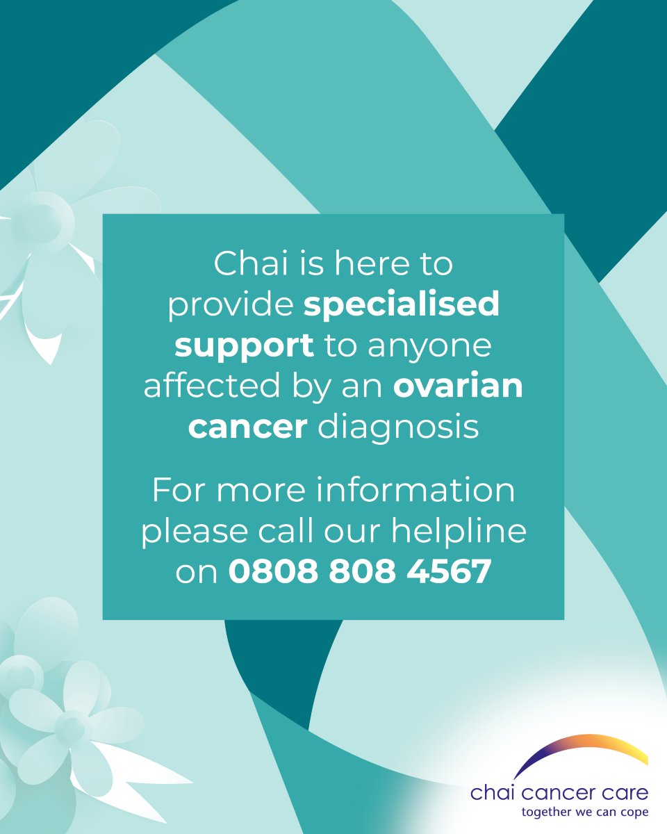 It’s World Ovarian Cancer Day 🩵

At Chai, we’re here with specialised support for anyone affected by an ovarian cancer diagnosis 🫶 For more info please call our helpline on: 📞 0808 808 4567