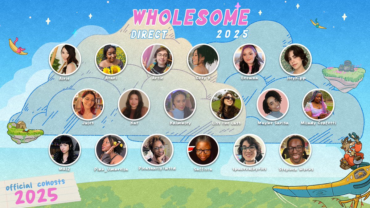 _wholesomegames's tweet image. This year’s Wholesome Direct co-hosts embody a range of thoughtful communities! Whether you love to cowork, color, cosplay, watch anime, or - of course - play video games, we think there’s a creator here you’ll enjoy.💗 1/4