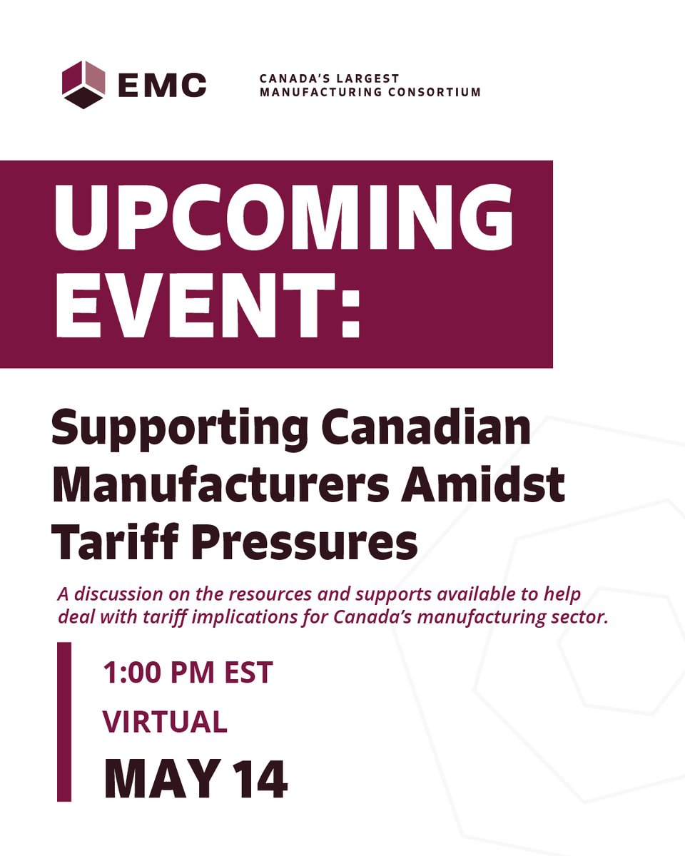In the wake of the federal election – for the next event in our series on trade and tariffs, EMC will be joined by Export Development Canada (EDC) and Business Development Bank of Canada (BDC) for a timely discussion on the resources and supports available to help deal with