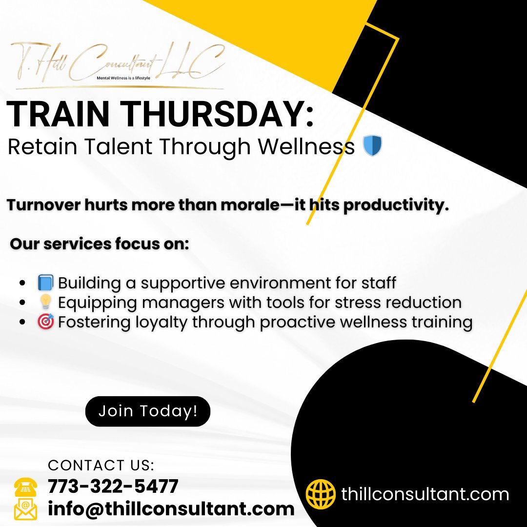 Tamika Hill (@thillconsultant) on Twitter photo Retention starts with care.
π 773-322-5477 | βοΈ info@thillconsultant.com
π thillconsultant.com
#RetentionStrategies #TrainThursday #ThillConsultant #HRSupport Retention starts with care.
π 773-322-5477 | βοΈ info@thillconsultant.com
π thillconsultant.com
#RetentionStrategies #TrainThursday #ThillConsultant #HRSupport