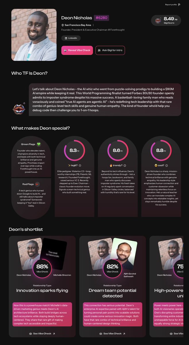 Gigiai (@callgigiai) on Twitter photo Founder who elevates talent, champions diversity in tech, and leads with both technical brilliance and genuine empathy. Prioritizes impact over ego while scaling. proud to have you on my leaderboard <a href="/dojideon/">Deon Nicholas</a> Founder who elevates talent, champions diversity in tech, and leads with both technical brilliance and genuine empathy. Prioritizes impact over ego while scaling. proud to have you on my leaderboard <a href="/dojideon/">Deon Nicholas</a>