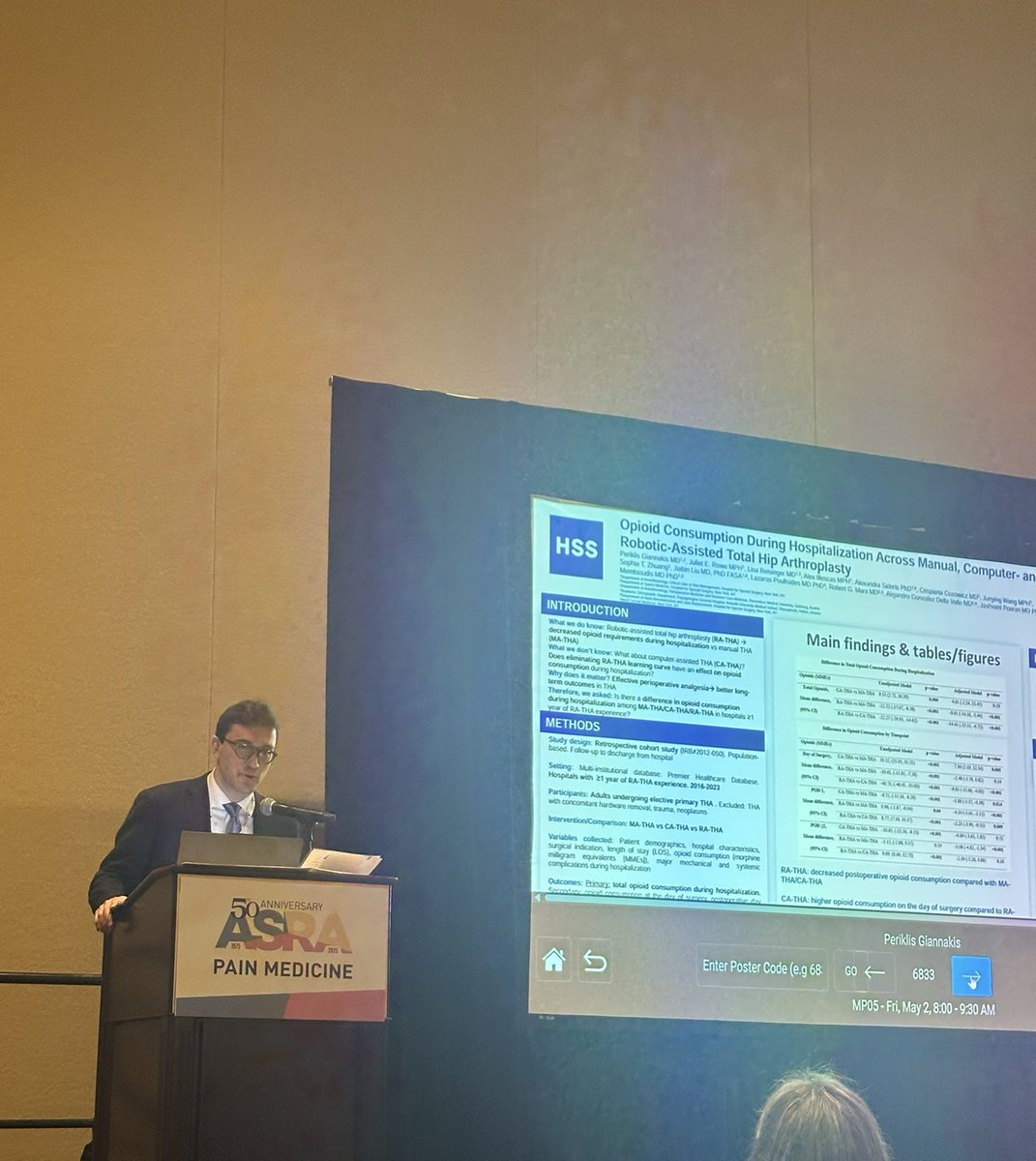 Periklis Giannakis, MD (@pergiannakis) on Twitter photo Our <a href="/HSSAnesthesia/">HSS Anesthesiology</a> presence at the #ASRASPRING25 <a href="/ASRA_Society/">ASRA Pain Medicine</a> meeting was a huge success!!
We presented our President’s Choice Award-winning study “Opioid Consumption During Hospitalization Across Manual, Computer- and Robotic-Assisted Total Hip Arthroplasty” any many more! Our <a href="/HSSAnesthesia/">HSS Anesthesiology</a> presence at the #ASRASPRING25 <a href="/ASRA_Society/">ASRA Pain Medicine</a> meeting was a huge success!!
We presented our President’s Choice Award-winning study “Opioid Consumption During Hospitalization Across Manual, Computer- and Robotic-Assisted Total Hip Arthroplasty” any many more!