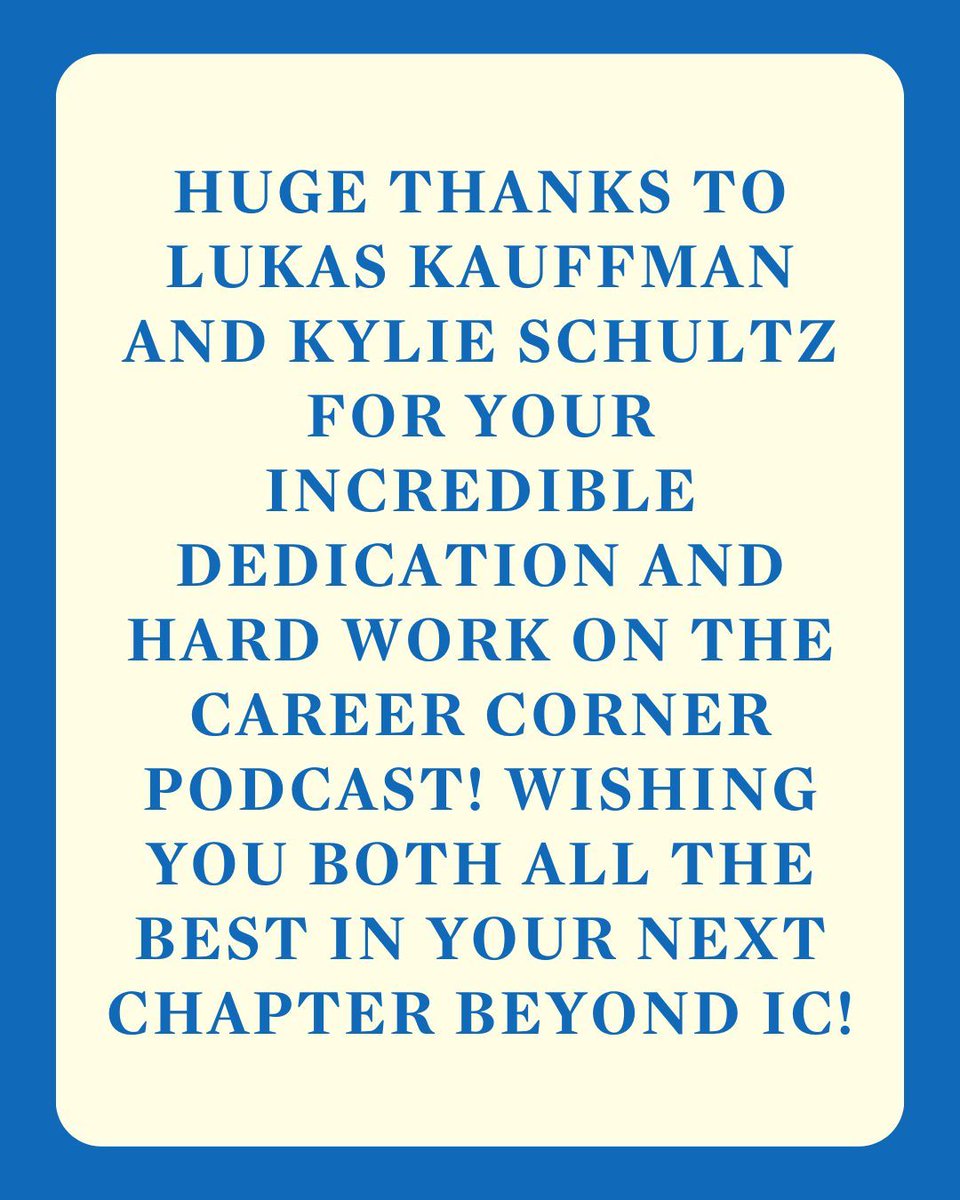 A heartfelt appreciation to our producer, Kylie Schultz, and our host, Lukas Kauffman, for their incredible contributions to the #CareerCornerPodcast🎙️