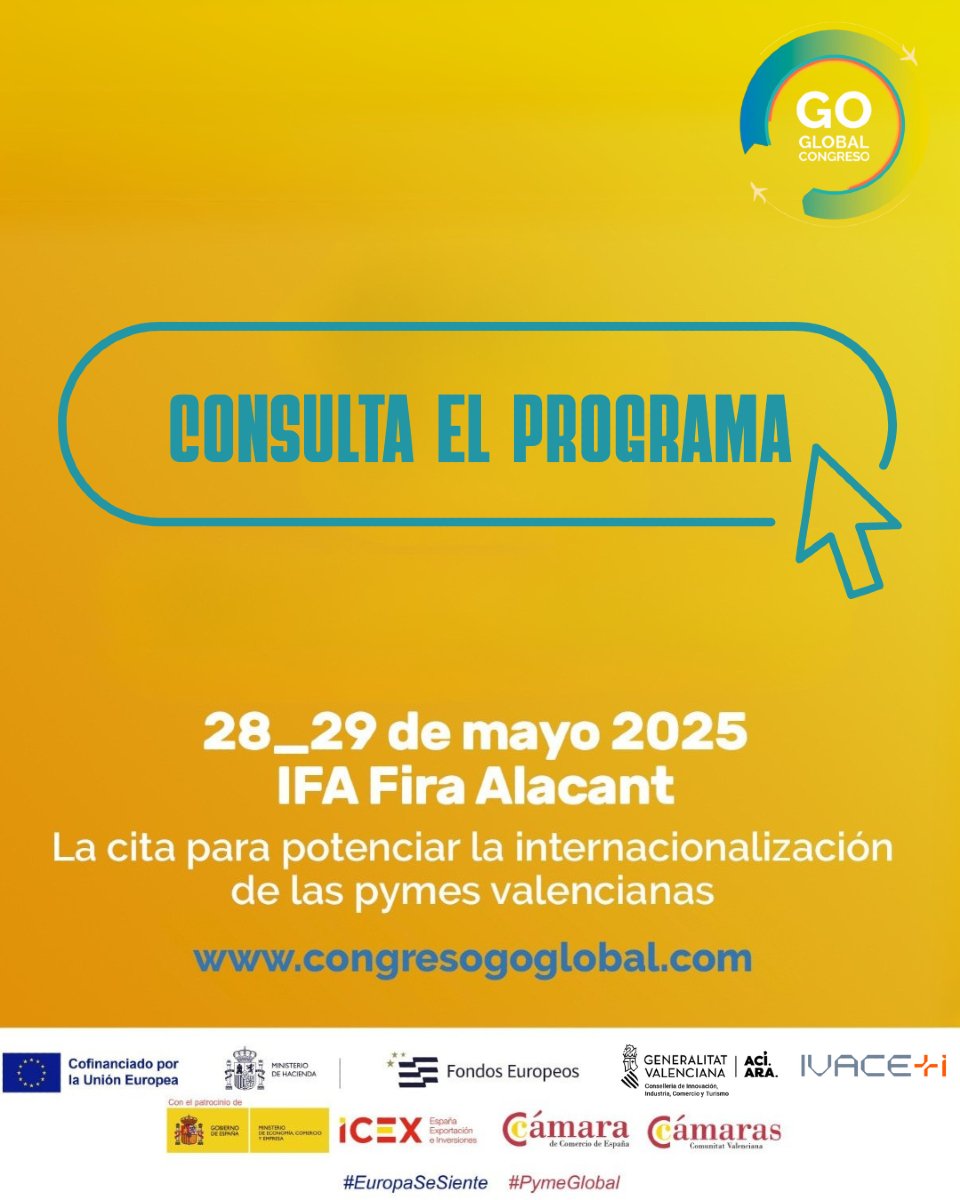 🌍 ¿Ya conoces el programa completo del Congreso Go Global? 

Descubre todas las charlas, mesas redondas y ponencias diseñadas especialmente para ofrecerte información de valor añadido para la internacionalización de tu empresa. 

👉 Consúltalo aquí: congresogoglobal.com/programa/