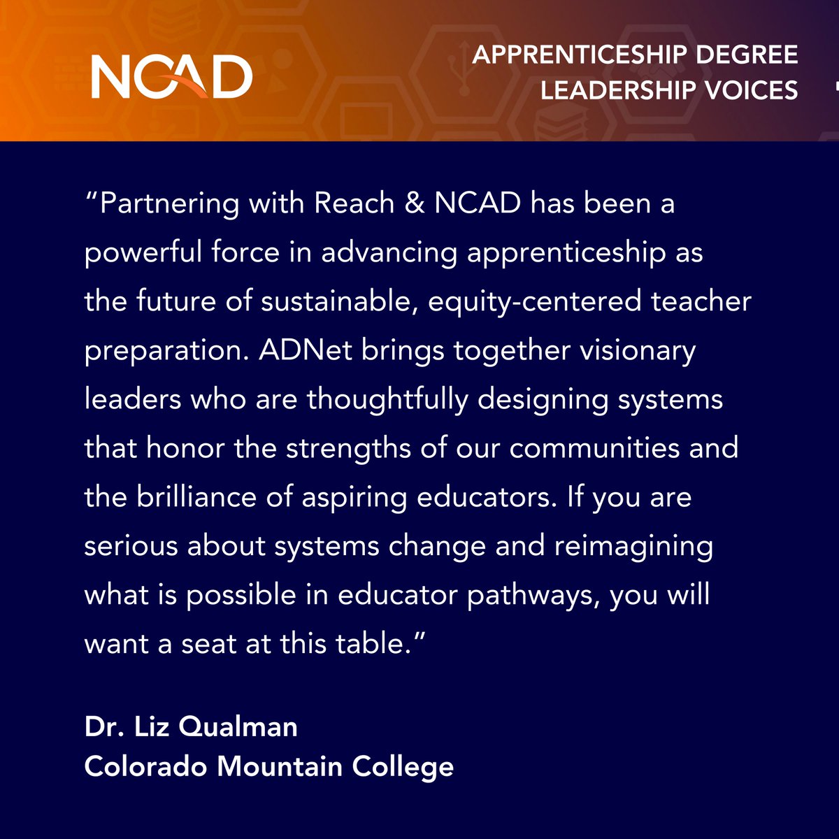 Reach &amp; NCAD's Apprenticeship Degree Network's (ADNet) membership app closes on May 15th, so now is the time to join the this dynamic community of leaders driving transformation across higher ed + the workforce. #AcademicTwitter #ApprenticeshipDegree

🔗ncad.org/the-apprentice…