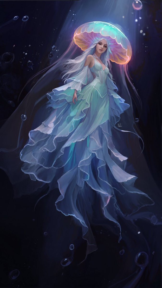 Another Mermay post of a recent painting I made for a friend 🧜‍♀️

#mermay #mermay2025 #mermaid #jellyfish