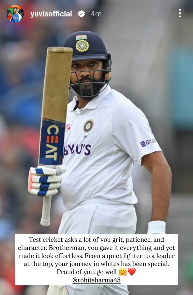 Yuvraj Singh's Instagram story for Rohit Sharma 👌