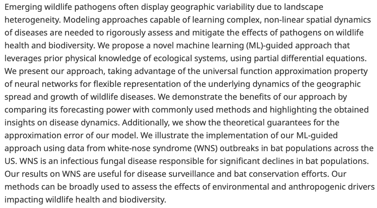 Environmental Data Science (@envdatascience) on Twitter photo New article!
Learning complex spatial dynamics of wildlife diseases with machine learning-guided partial differential equations
👉 bit.ly/4d8c9wR
By authors from <a href="/UofSC/">University of South Carolina</a>, <a href="/USFWS/">U.S. Fish and Wildlife Service</a>, <a href="/umontana/">University of Montana</a> & <a href="/UWMadison/">UW–Madison</a>
#spatialdynamics #ecology #ecologicaldiffusion #MachineLearning New article!
Learning complex spatial dynamics of wildlife diseases with machine learning-guided partial differential equations
👉 bit.ly/4d8c9wR
By authors from <a href="/UofSC/">University of South Carolina</a>, <a href="/USFWS/">U.S. Fish and Wildlife Service</a>, <a href="/umontana/">University of Montana</a> & <a href="/UWMadison/">UW–Madison</a>
#spatialdynamics #ecology #ecologicaldiffusion #MachineLearning