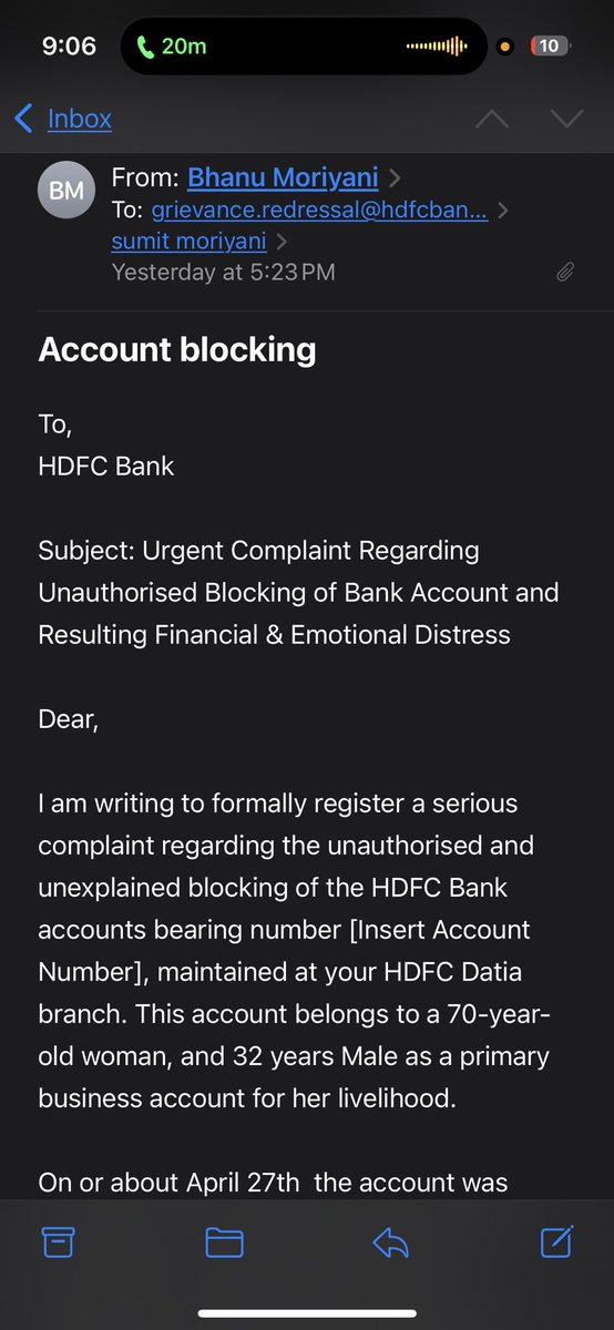 SumitMoriyani's tweet photo. @HDFCBank_Cares I wanted to follow up on the email, we have sent to your team regarding the issue Unfortunately, the issue remains unresolved.

Could you please look into this matter urgently and provide a resolution? https://t.co/l5116nyfhw