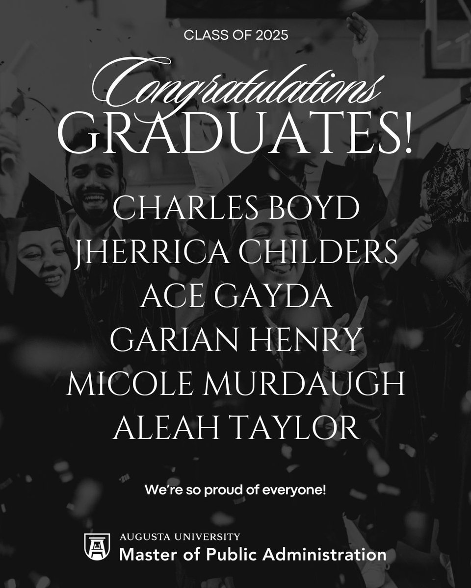 🎓Celebrating six incredible graduates from our MPA program—leaders ready to drive change, shape policy, and serve their communities. Your hard work, passion, and dedication inspire us all—congrats, Class of 2025!