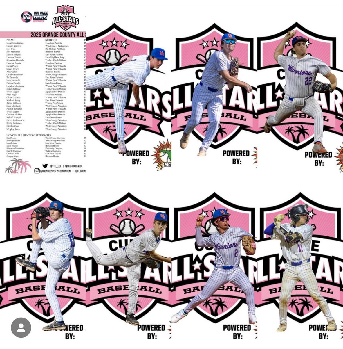 Congratulations to our 2025 Orange County CURE All-Stars!

We’re incredibly proud to have seven members of our program recognized for their hard work, talent, and dedication to West Orange Baseball.

All-Star Selections:
•Charlie Eidelman
•Sims McClusky
•Parker Hohnstock