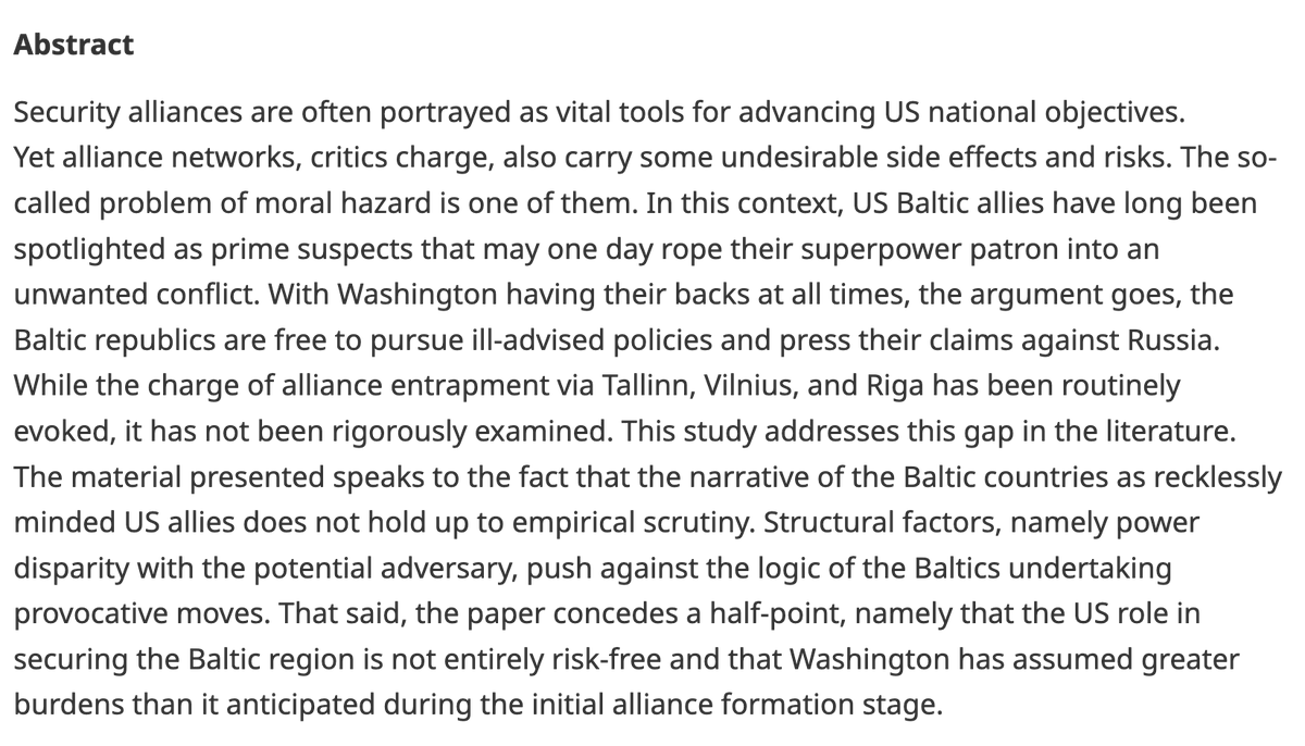 🚨 New and open access: "Dangerous allies? Small states and great power entrapment risks" from <a href="/AndrisBanka/">Andris Banka</a> (<a href="/IFZO_Greifswald/">IFZO Greifswald</a>). 

📖👉 Read in full here: cambridge.org/core/journals/…