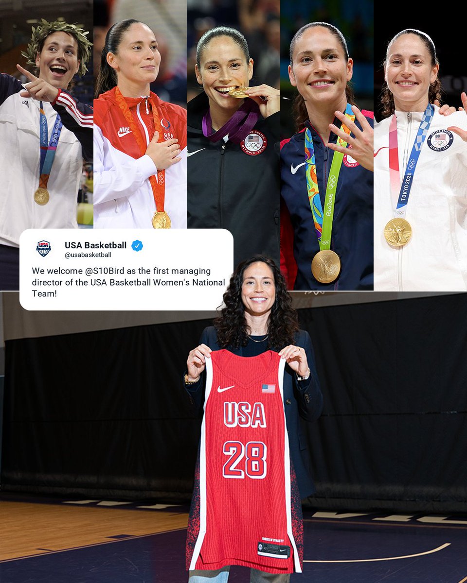 ESPN (@espn) on Twitter photo Five-time Olympic gold medalist and 13-time WNBA All-Star Sue Bird will be the first managing director of the USA Women’s National Team, USA Basketball announced. Five-time Olympic gold medalist and 13-time WNBA All-Star Sue Bird will be the first managing director of the USA Women’s National Team, USA Basketball announced.