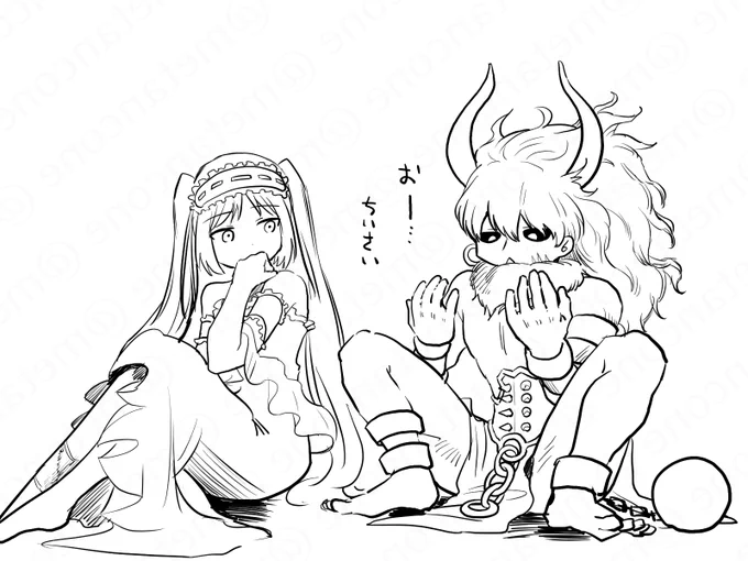 これはエウリュアレとアステリオスの落書き コレどういう文脈で描いたんだろ 