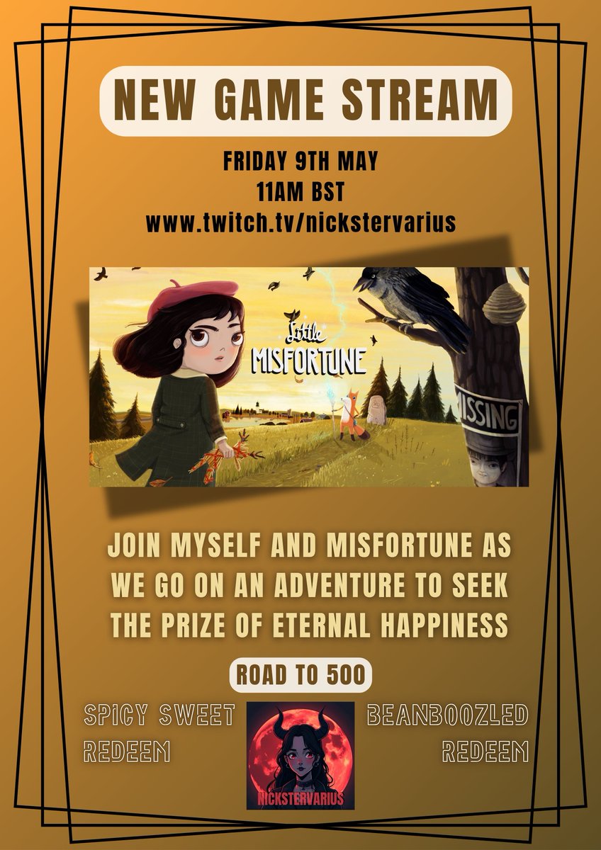 A small stream tomorrow before I go away for a couple of days. So excited to finally play this! See you at 11am BST ♥️