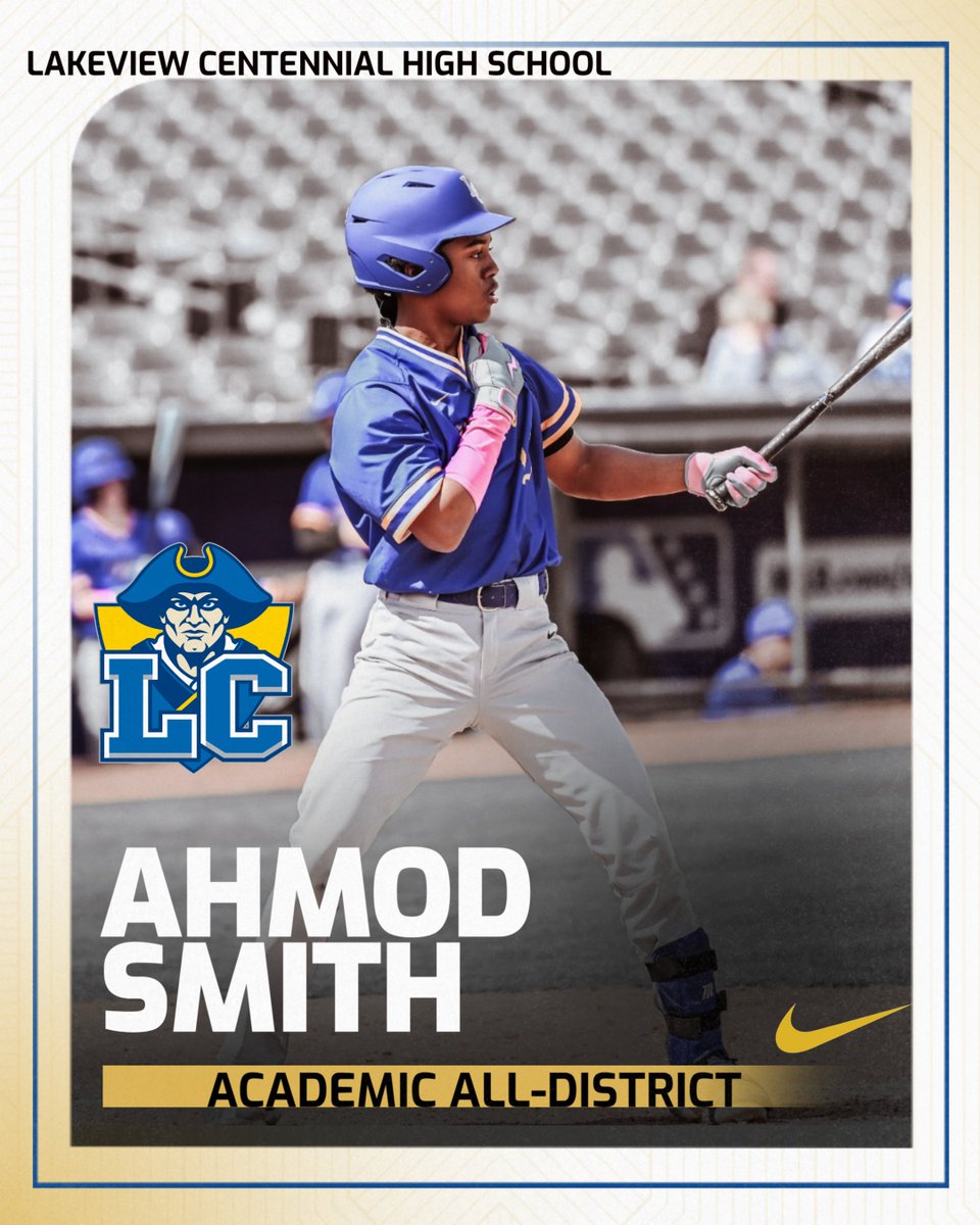 Lakeview Centennial HS Baseball (@lcpatsbaseball) on Twitter photo The future is bright!
Huge congrats to 2027 UTIL Ahmod Smith (<a href="/AhmodSmith13/">Ahmod Smith</a>) on being named to the 9-6A Academic All-District team! ⚾️🔥📚 #WeAreLC The future is bright!
Huge congrats to 2027 UTIL Ahmod Smith (<a href="/AhmodSmith13/">Ahmod Smith</a>) on being named to the 9-6A Academic All-District team! ⚾️🔥📚 #WeAreLC