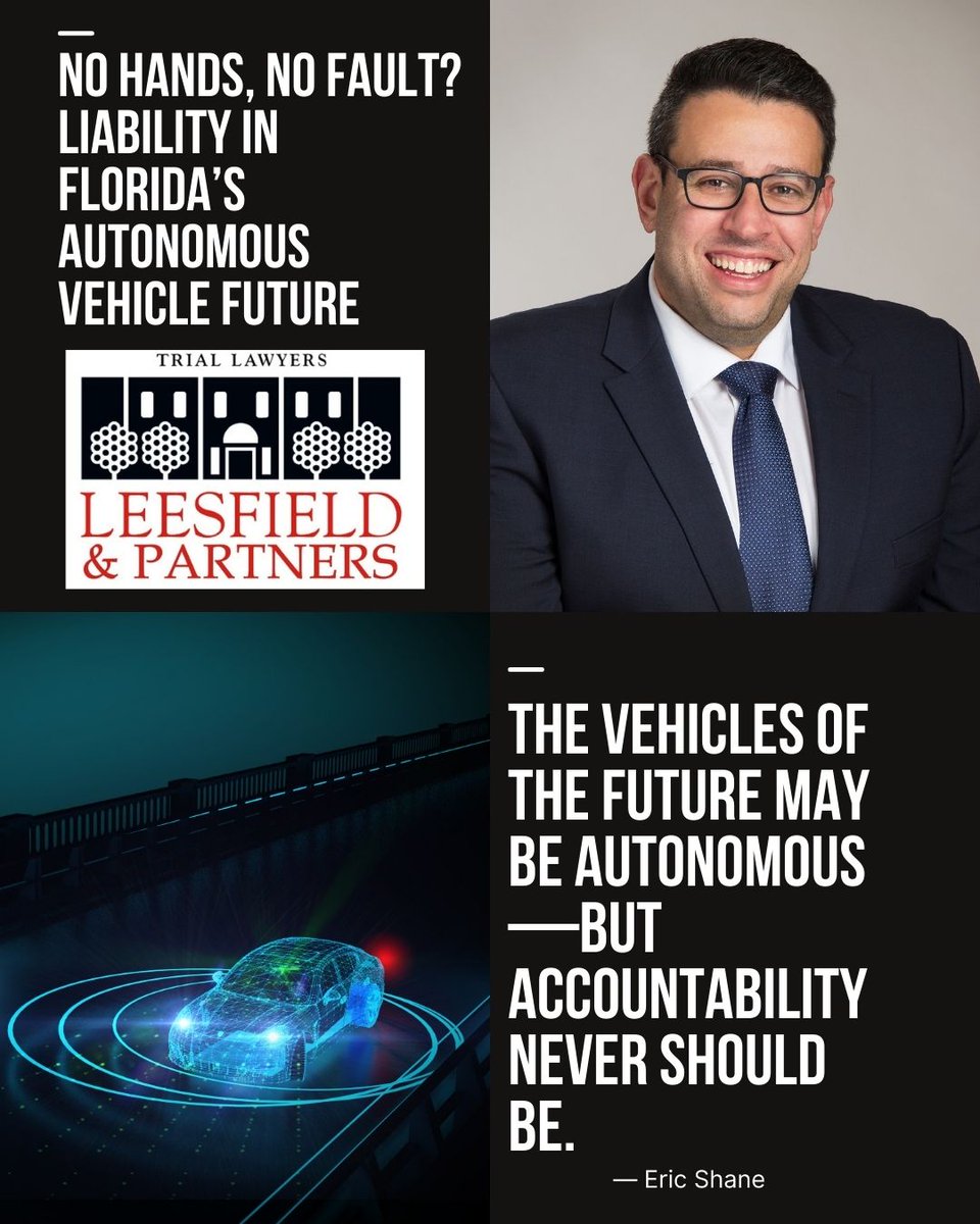 leesfield's tweet image. Head to the link below to read Eric Shane's insight on self-driving cars in Florida.
Link: law.com/dailybusinessr…