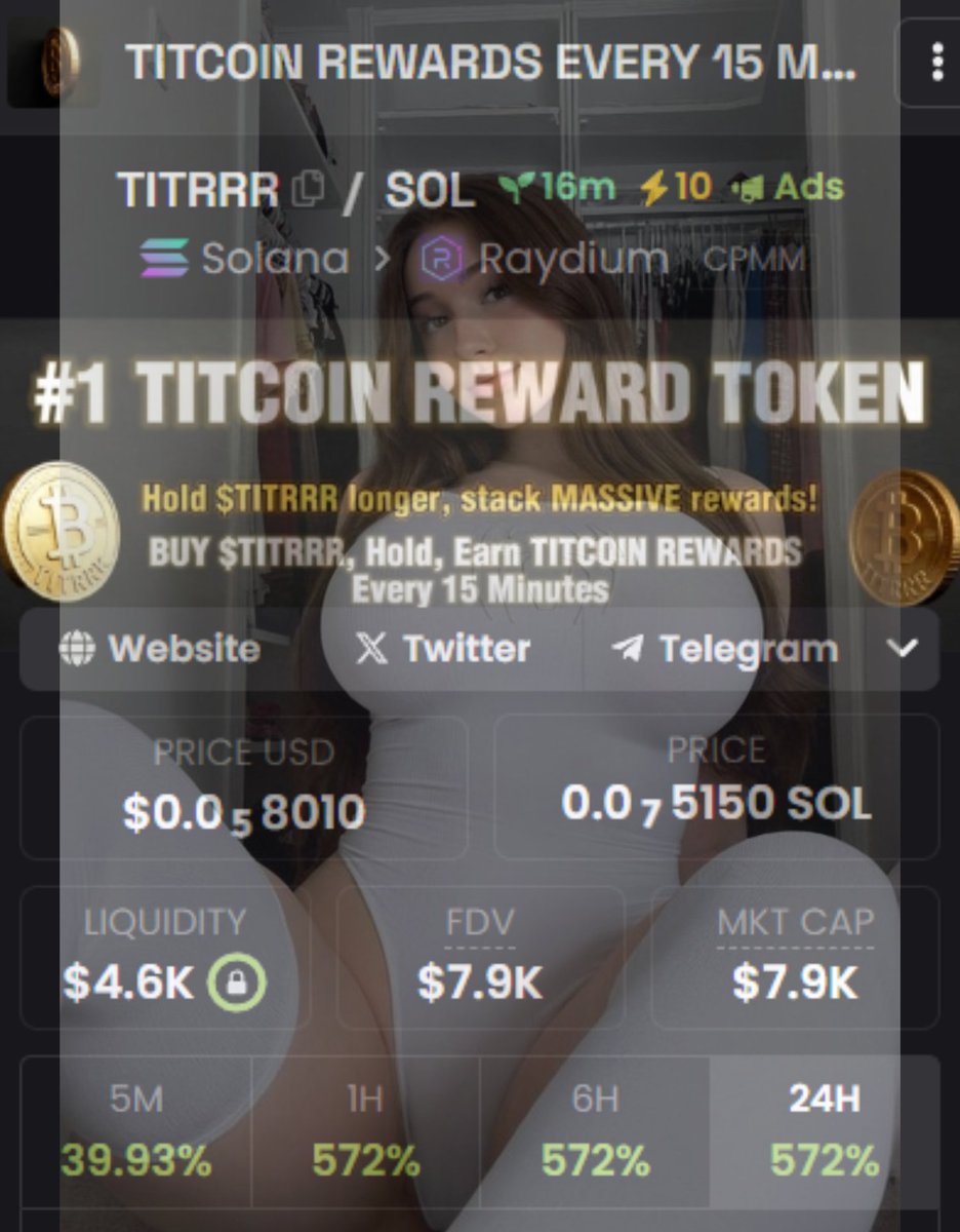 TITRRR_Rewards's tweet photo. ✅ DEX live
✅ Ads pumping
✅ BOOST x10 https://t.co/e22shShG7C