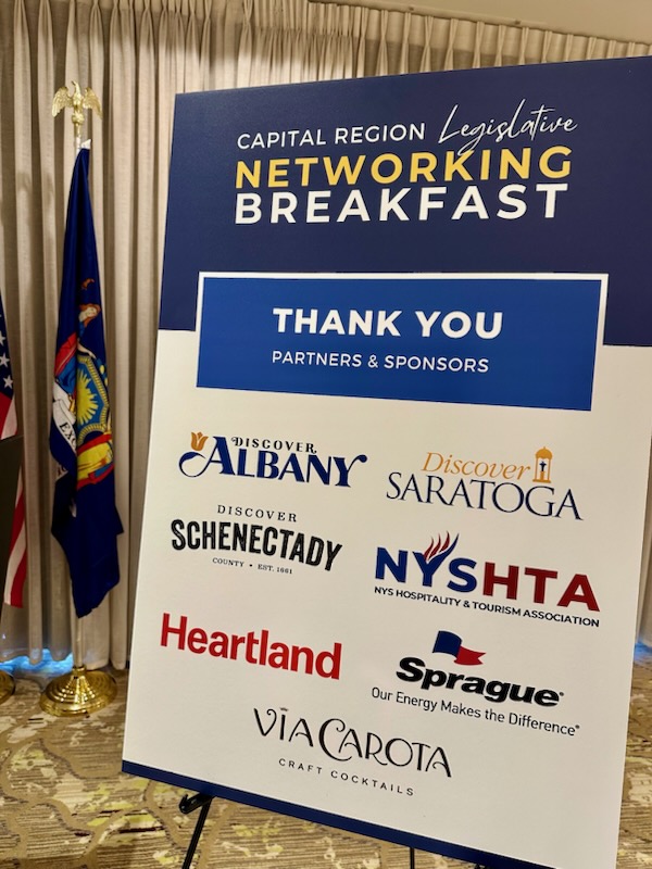 Thanks to everyone who attended last week's Legislative Networking Breakfast in Albany! 

A special thank you to Assemblymember Jon Rivera, Subcommittee Chair of Regional Tourism Development, for joining us and sharing key insights on tourism in New York State.