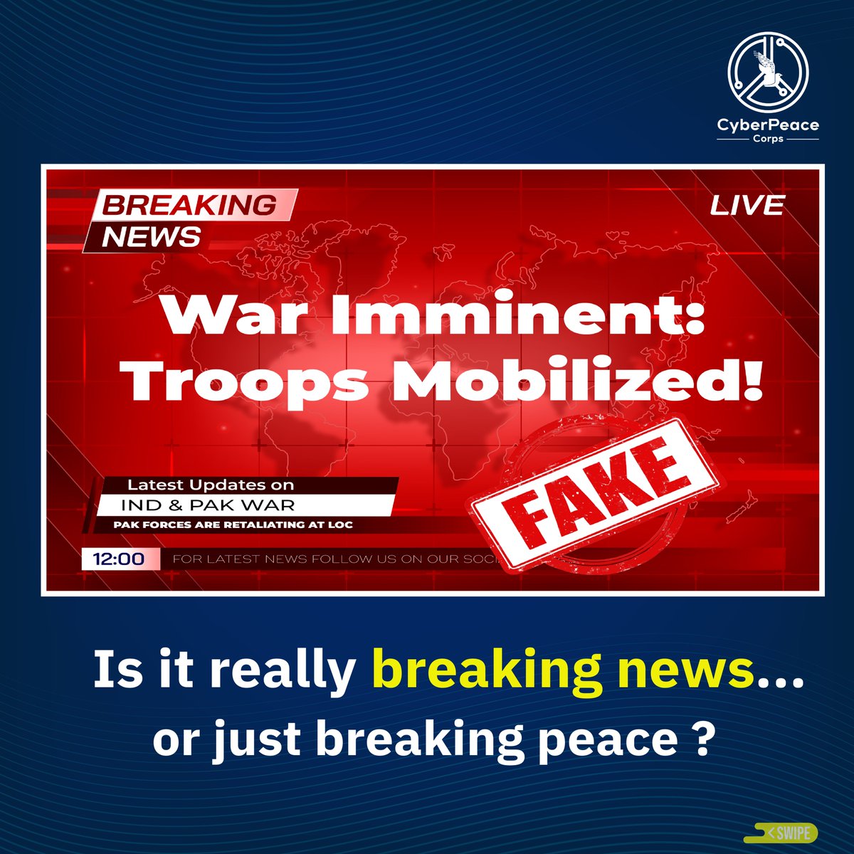 cyberpeacecorps's tweet image. One unverified forward can ignite fear, deepen divides, and disrupt peace. Before you share that “breaking news” — pause, verify, and share responsibly. 

Let’s not let fake news write our future. Let’s be the firewall against #Misinformation.

#ThinkBeforeYouShare #StopTheSpread…