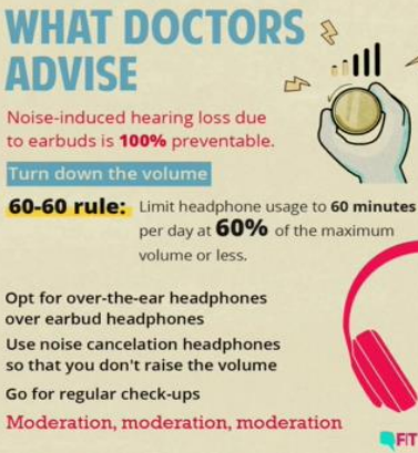 3⃣ tips to prevent hearing loss when listening to music 🎵: keep volume 🔉 at or below 60%; use noise-canceling headphones 🎧; follow 60/60 rule: listen at 60% for 60 minutes then take a break! 🎼🎬🔇 #SLPTips
