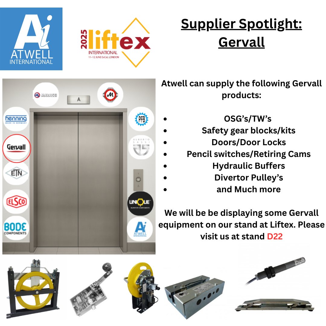 SUPPLIER SPOTLIGHT: Gervall . Visit us LIFTEX 2025, Stand D22. #AtwellInternational #Gervall #liftex2025