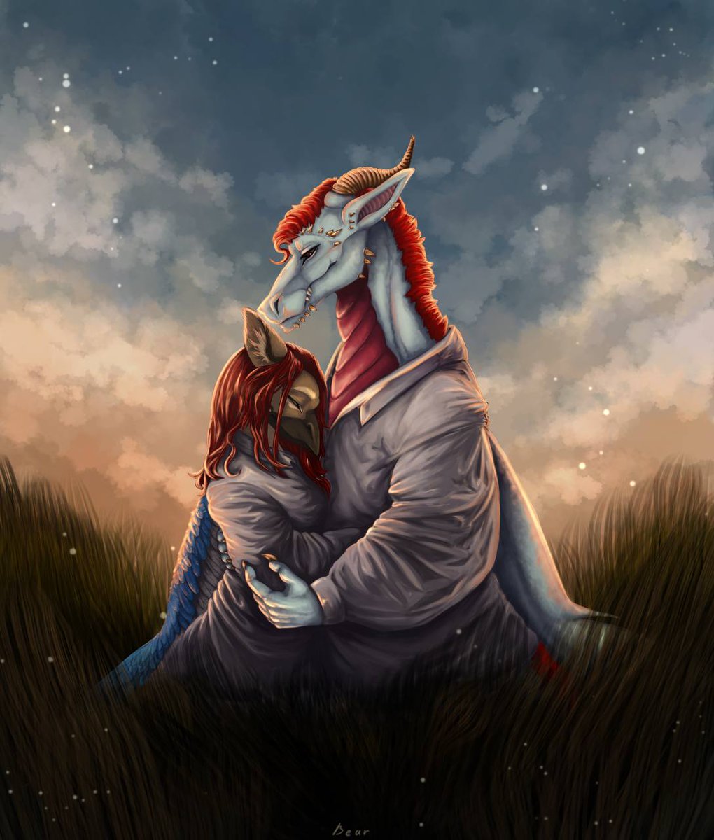 Pretty t.me/bearrrrrsexxxxx drew our (my Taorri and husband's Zantaraya) characters, so beautiful! Thank you very much!
#furry #furryart #arts #dragon #gryphon #griffin #Taorri #Zantaraya