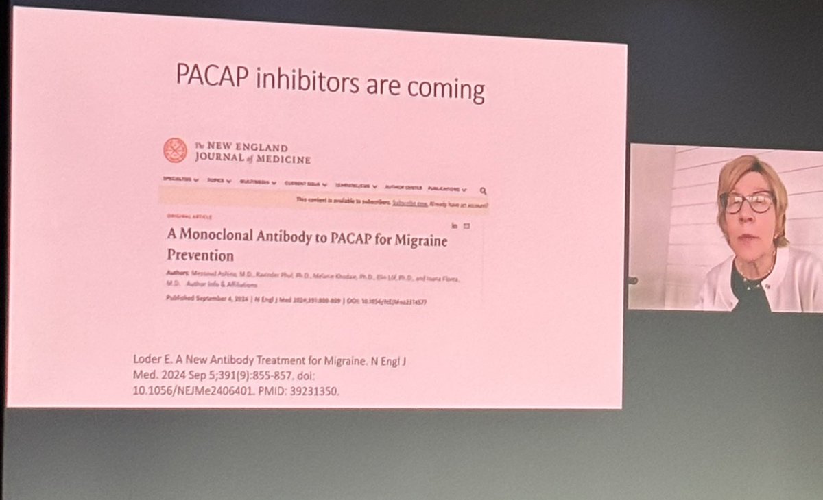 Talks this afternoon appraising new therapies. First up, an assesment of CGRP therapies by Prof Loder. Acknowledging the modest (underwhelming?) benefits of CGRPs and the newer PACAP molecules #ABN2025