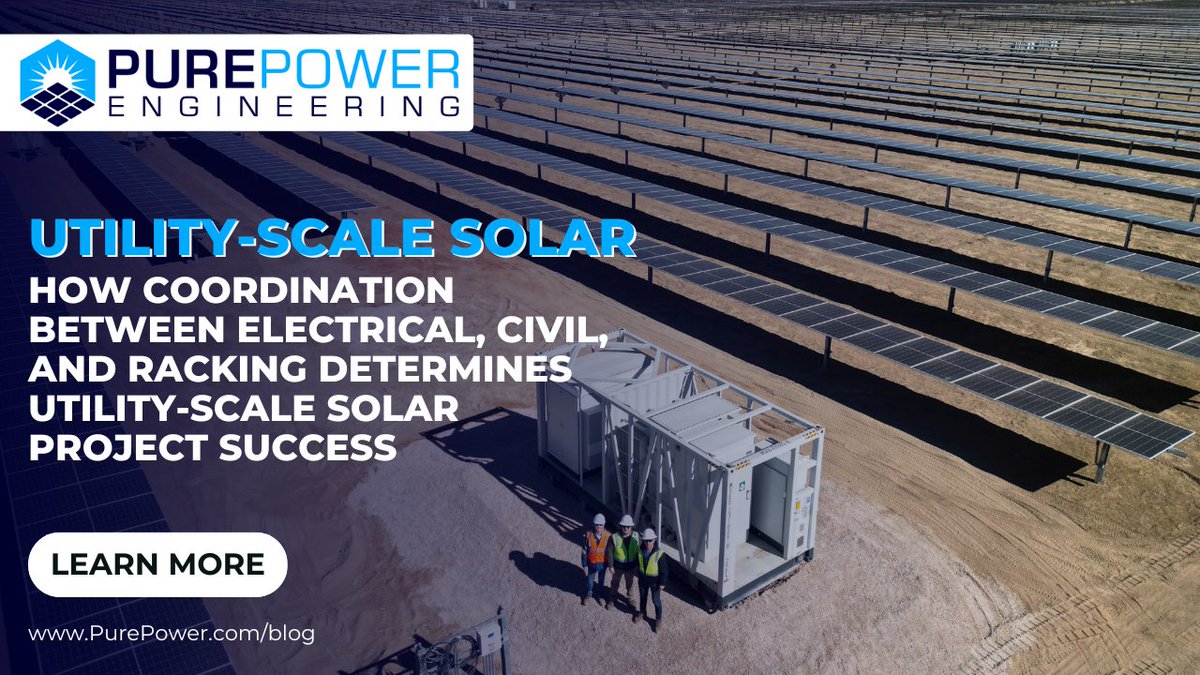 PurePowerSys's tweet image. purepower.com/blog/utility-s… | 𝗪𝗲𝗹𝗹-𝗲𝘅𝗲𝗰𝘂𝘁𝗲𝗱 𝘂𝘁𝗶𝗹𝗶𝘁𝘆-𝘀𝗰𝗮𝗹𝗲 𝘀𝗼𝗹𝗮𝗿 𝗽𝗿𝗼𝗷𝗲𝗰𝘁𝘀 follow a 𝘀𝗽𝗲𝗰𝗶𝗳𝗶𝗰 𝗽𝗮𝘁𝘁𝗲𝗿𝗻, allowing for 𝗰𝗼𝗺𝗽𝗹𝗲𝘁𝗶𝗼𝗻 𝗼𝗻 𝘁𝗶𝗺𝗲 and 𝘄𝗶𝘁𝗵𝗼𝘂𝘁 𝗮𝗱𝗱𝗶𝘁𝗶𝗼𝗻𝗮𝗹 𝗰𝗼𝘀𝘁.