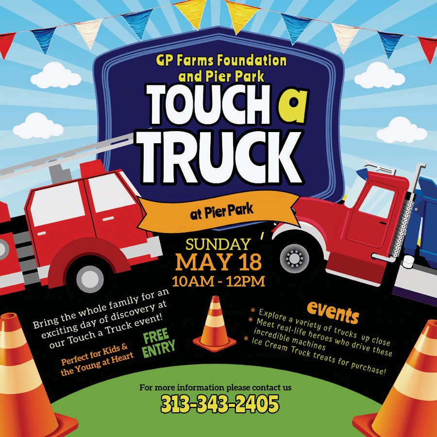 Families and children can experience their favorite trucks up close and personal during the Pointes’ first “Touch a Truck” event 10 a.m. to noon Sunday, May 18, at Pier Park, 350 Lakeshore. Find more details in the May 8 Grosse Pointe News or online here: tinyurl.com/5bdtyzm8