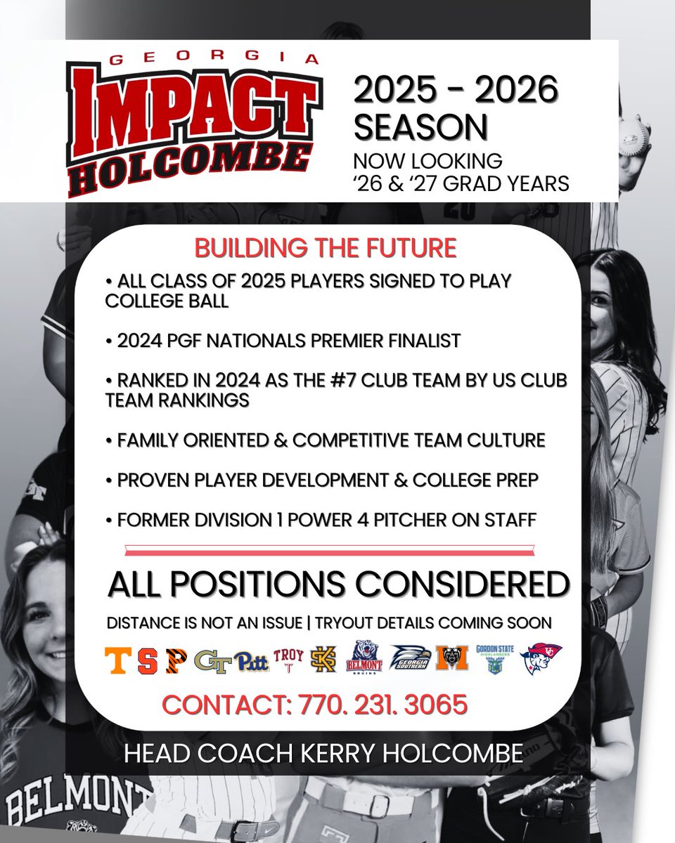 As we prepare to graduate an incredible group of 2025 athletes, we’re proud of the legacy they’ve helped build here with Georgia Impact Holcombe—a legacy rooted in hard work, selflessness, and growth both on and off the field.

Now, we’re looking ahead. We’re officially searching