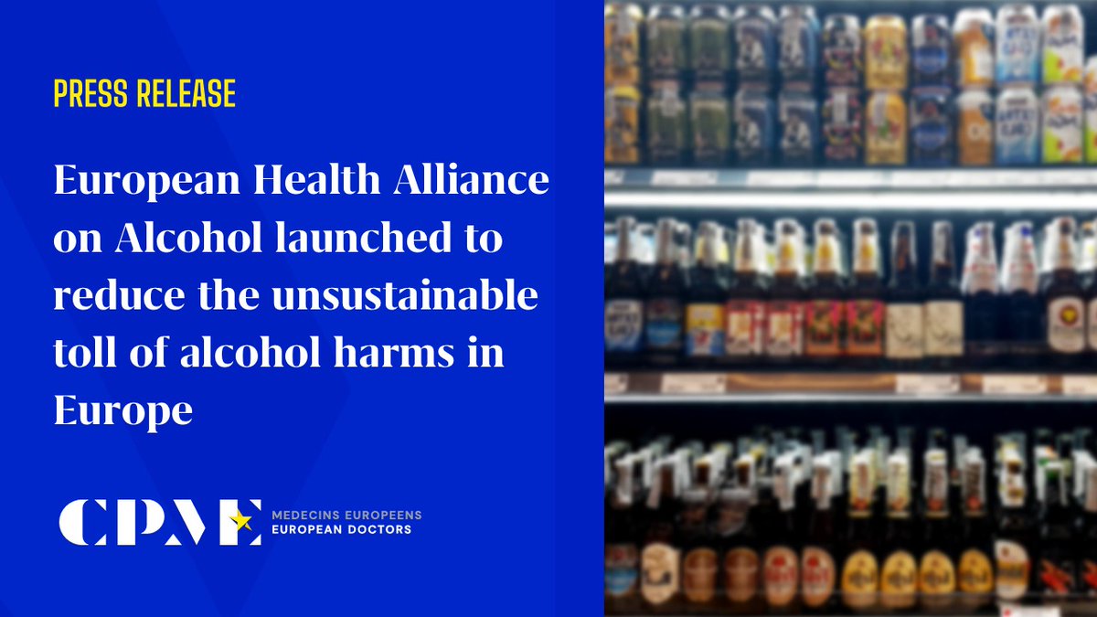 📢 The European Health Alliance on Alcohol launched today 

CPME has joined the new coalition of health organisations and experts to advocate for the reduction of alcohol-related illnesses, injuries and deaths

👉Read more: cpme.eu/news/european-…