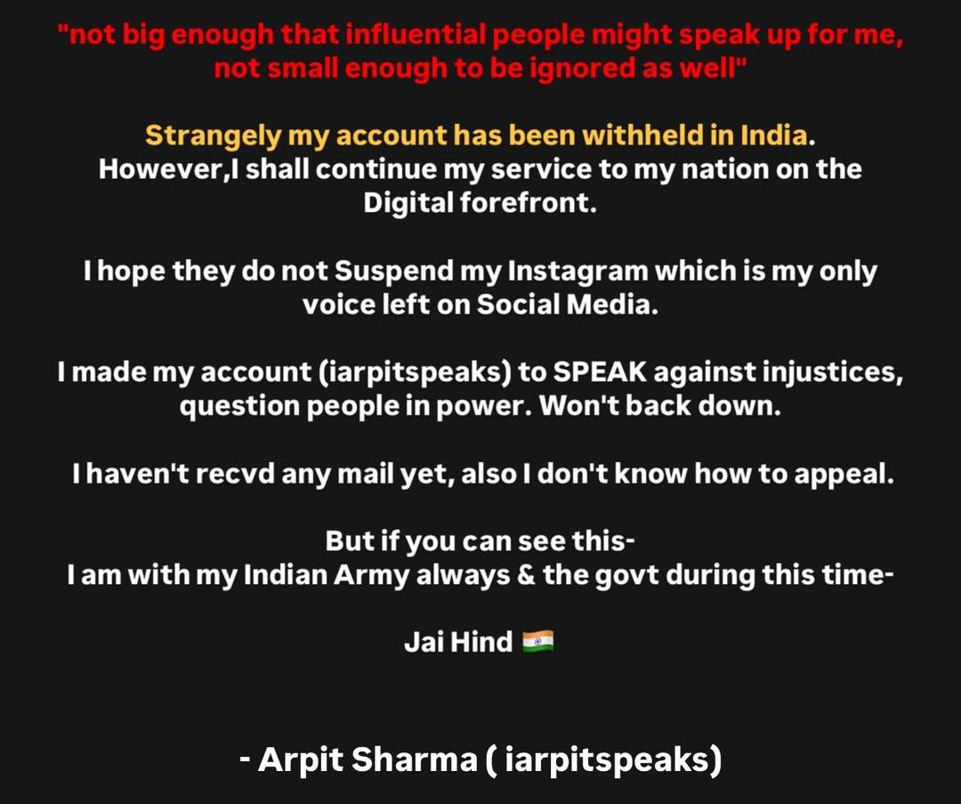 Mohammed Zubair (@zoo_bear) on Twitter photo What! Why is <a href="/iArpitSpeaks/">Arpit Sharma</a>'s X handle withheld in India. <a href="/MIB_India/">Ministry of Information and Broadcasting</a> What! Why is <a href="/iArpitSpeaks/">Arpit Sharma</a>'s X handle withheld in India. <a href="/MIB_India/">Ministry of Information and Broadcasting</a>