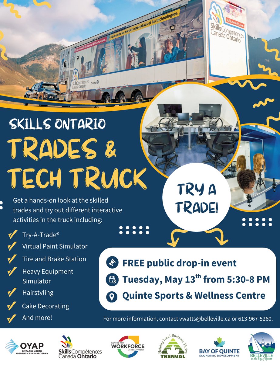 Get Hands-On with the Trades! The Skills Ontario Trades &amp; Tech Truck is rolling into town, and YOU’RE invited! 🔨🔧⚙️🔭🔬🪚🔍🚛