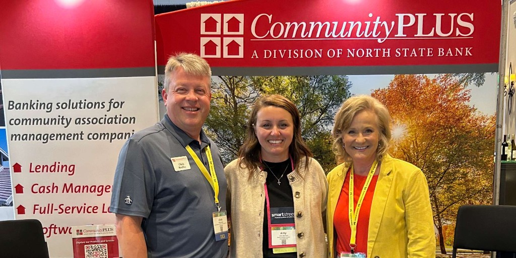 NorthStateBank's tweet image. Chris Bruffey and Diane Klietsch kicked off the CAI Annual Conference and Exposition at the Welcome Reception with a special visit from Amy Morrison, executive director of the NC Chapter. 

Stop by Booth 301 to say hi to Chris and Diane!