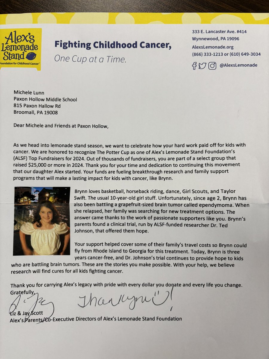 🍋Our school proudly supports Alex's Lemonade Stand in the fight against childhood cancer—one cup at a time!
THANK YOU to our amazing students, staff, and families for your generosity and spirit. Check out the pictures and read the story of how we made a difference together!