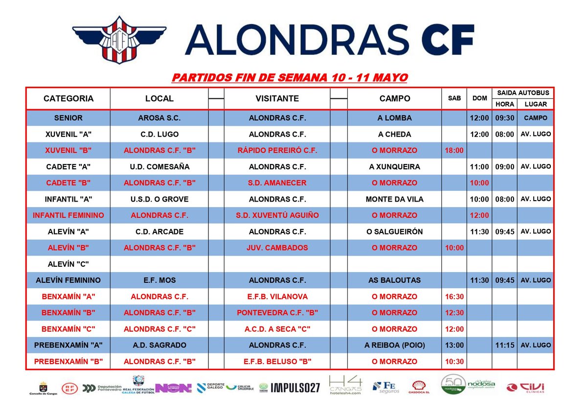 Partidos da nosa canteira! ♥️🤍

Consulta a programación deportiva do noso fútbol base para esta fin de semana.
⬇️